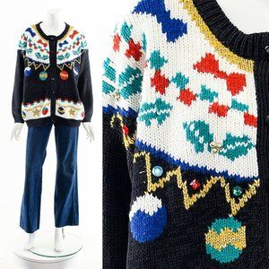 Fair Isle Nordic Christmas Ornament Cardigan Sweater